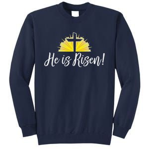 He Is Risen Christian Easter Cross Tall Sweatshirt