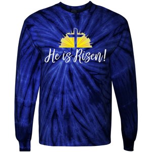 He Is Risen Christian Easter Cross Tie-Dye Long Sleeve Shirt