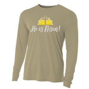 He Is Risen Christian Easter Cross Cooling Performance Long Sleeve Crew