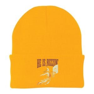 He Is Rizzin Funny Jesus Playing Basketball Meme Easter Knit Cap Winter Beanie