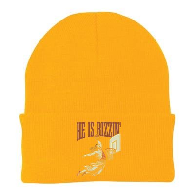 He Is Rizzin Funny Jesus Playing Basketball Meme Easter Knit Cap Winter Beanie