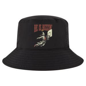 He Is Rizzin Funny Jesus Playing Basketball Meme Easter Cool Comfort Performance Bucket Hat