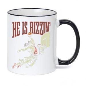 He Is Rizzin Funny Jesus Playing Basketball Meme Easter 11oz Black Color Changing Mug