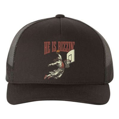 He Is Rizzin Funny Jesus Playing Basketball Meme Easter Yupoong Adult 5-Panel Trucker Hat