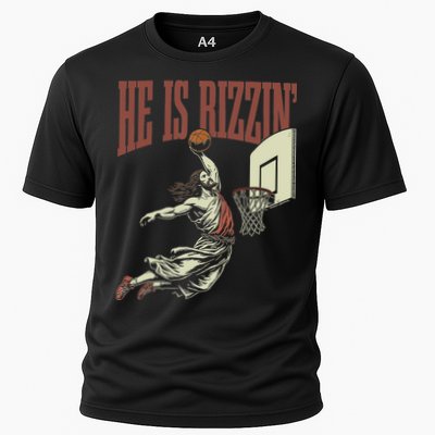 He Is Rizzin Funny Jesus Playing Basketball Meme Easter Cooling Performance Crew T-Shirt