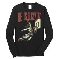 He Is Rizzin Funny Jesus Playing Basketball Meme Easter Long Sleeve Shirt