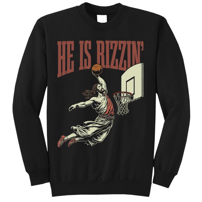 He Is Rizzin Funny Jesus Playing Basketball Meme Easter Sweatshirt
