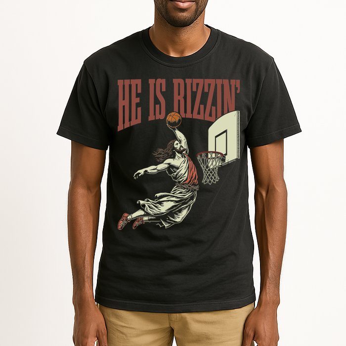 He Is Rizzin Funny Jesus Playing Basketball Meme Easter Tall T-Shirt