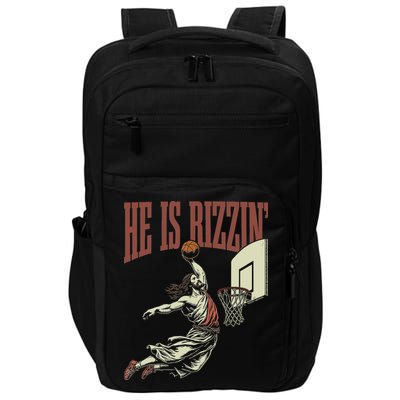 He Is Rizzin Funny Jesus Playing Basketball Meme Easter Impact Tech Backpack