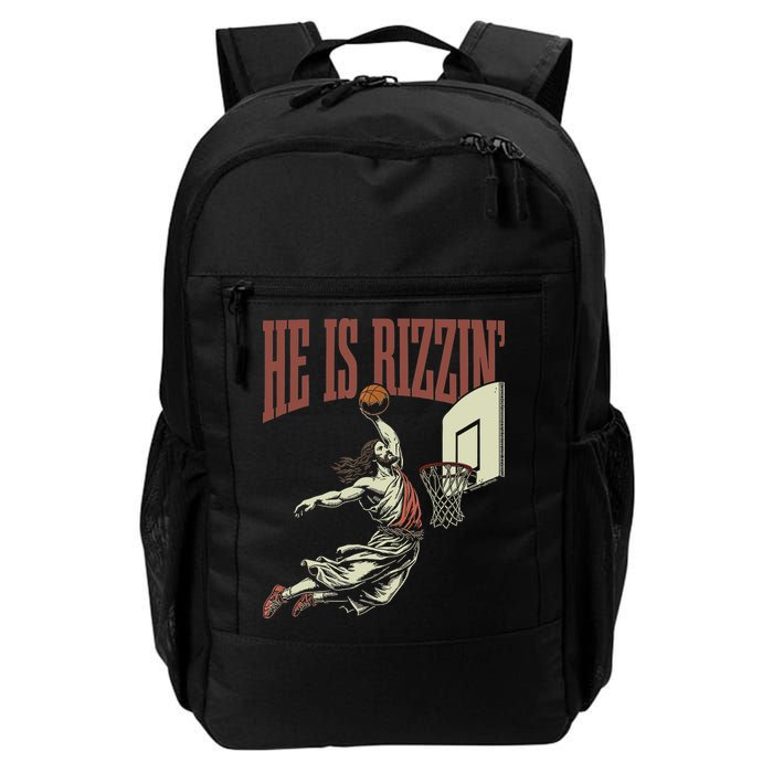 He Is Rizzin Funny Jesus Playing Basketball Meme Easter Backpack