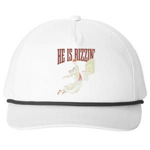 He Is Rizzin Funny Jesus Playing Basketball Meme Easter Snapback Five-Panel Rope Hat