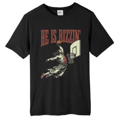 He Is Rizzin Funny Jesus Playing Basketball Meme Easter Tall Fusion ChromaSoft Performance T-Shirt