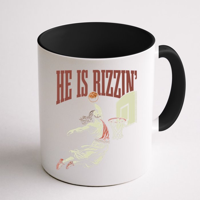 He Is Rizzin Funny Jesus Playing Basketball Meme Easter Mug