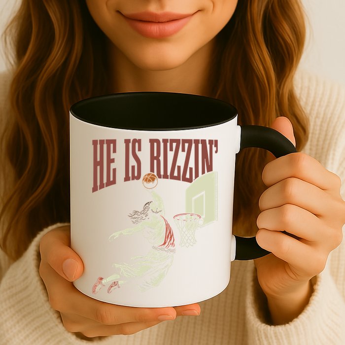 He Is Rizzin Funny Jesus Playing Basketball Meme Easter Mug