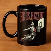 He Is Rizzin Funny Jesus Playing Basketball Meme Easter 11oz C Handle Ceramic Mug