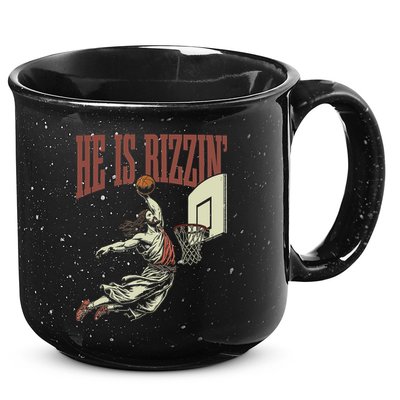 He Is Rizzin Funny Jesus Playing Basketball Meme Easter 15oz Campfire Ceramic Mug