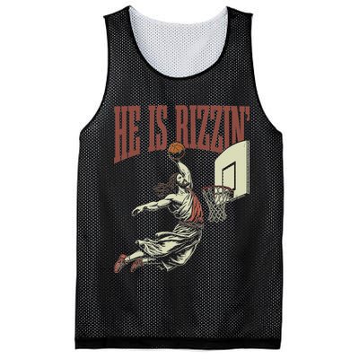 He Is Rizzin Funny Jesus Playing Basketball Meme Easter Mesh Reversible Basketball Jersey Tank