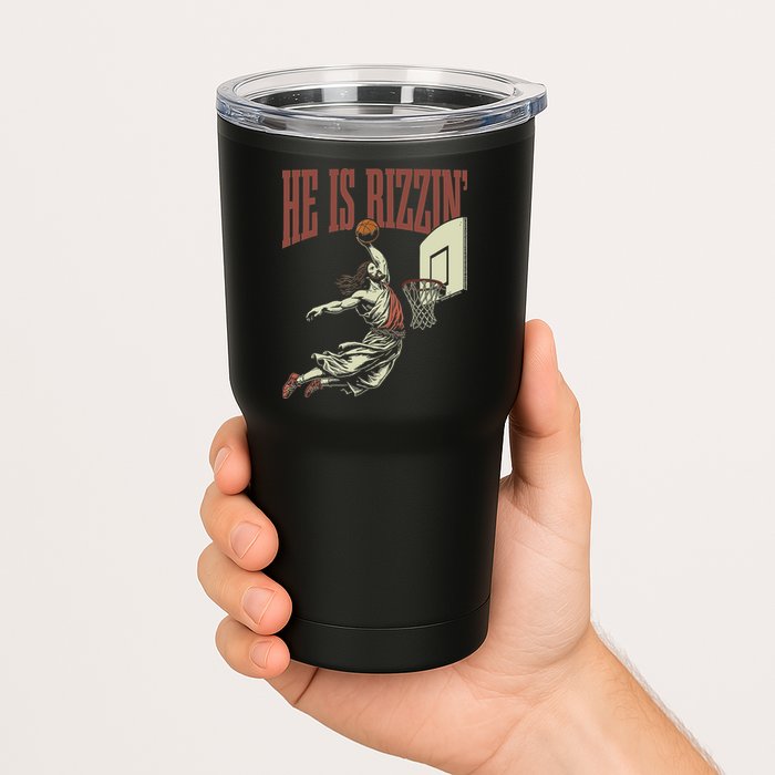 He Is Rizzin Funny Jesus Playing Basketball Meme Easter Tumbler