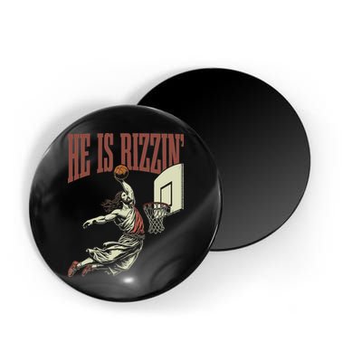 He Is Rizzin Funny Jesus Playing Basketball Meme Easter Magnet