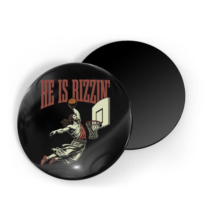 He Is Rizzin Funny Jesus Playing Basketball Meme Easter Magnet