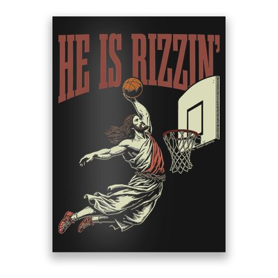 He Is Rizzin Funny Jesus Playing Basketball Meme Easter Poster
