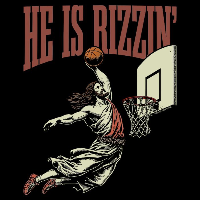 He Is Rizzin Funny Jesus Playing Basketball Meme Easter Poster