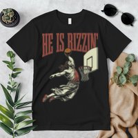 He Is Rizzin Funny Jesus Playing Basketball Meme Easter Premium T-Shirt