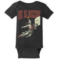 He Is Rizzin Funny Jesus Playing Basketball Meme Easter Baby Bodysuit