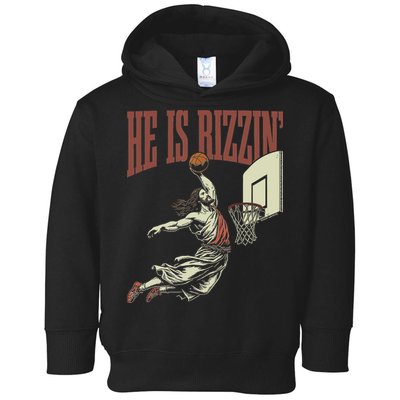 He Is Rizzin Funny Jesus Playing Basketball Meme Easter Toddler Hoodie