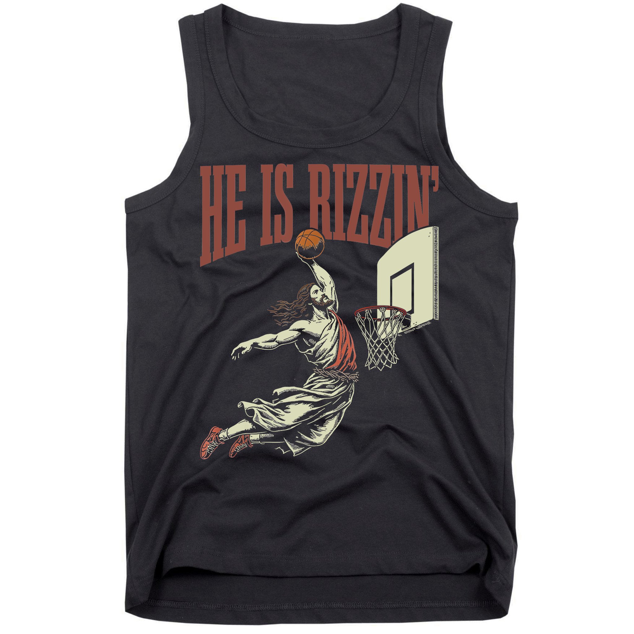 He Is Rizzin Funny Jesus Playing Basketball Meme Easter Tank Top