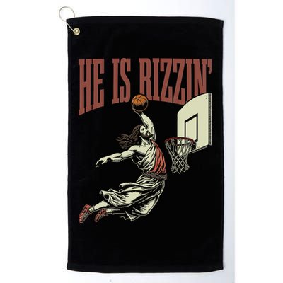 He Is Rizzin Funny Jesus Playing Basketball Meme Easter Golf Towel