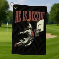 He Is Rizzin Funny Jesus Playing Basketball Meme Easter Golf Towel