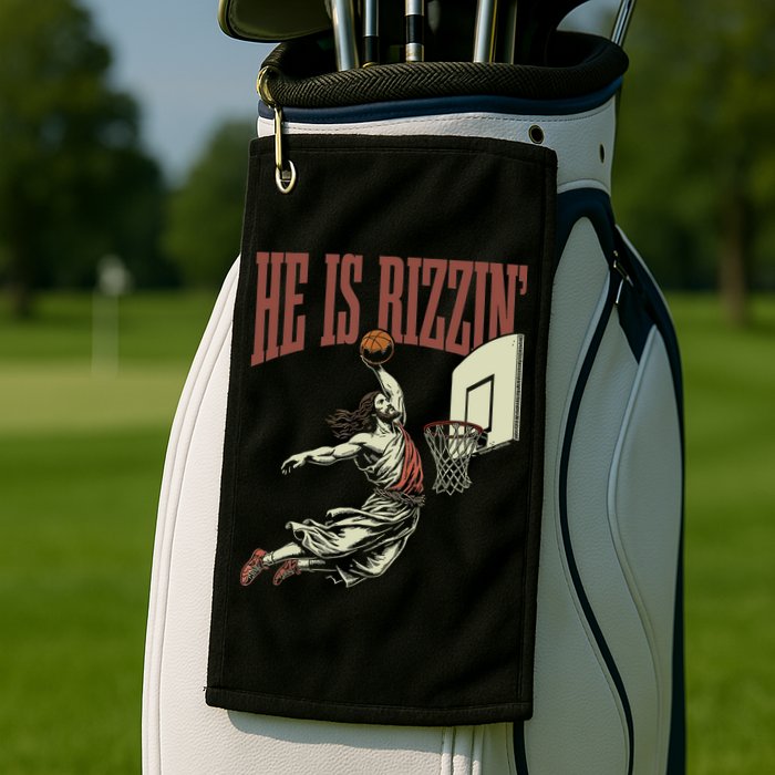 He Is Rizzin Funny Jesus Playing Basketball Meme Easter Golf Towel