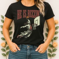 He Is Rizzin Funny Jesus Playing Basketball Meme Easter Womens T-Shirt