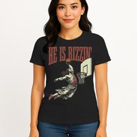 He Is Rizzin Funny Jesus Playing Basketball Meme Easter Womens T-Shirt