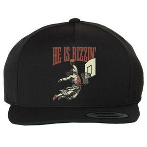 He Is Rizzin Funny Jesus Playing Basketball Meme Easter Wool Snapback Cap