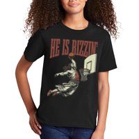 He Is Rizzin Funny Jesus Playing Basketball Meme Easter Kids T-Shirt