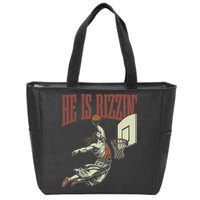 He Is Rizzin Funny Jesus Playing Basketball Meme Easter Zip Tote Bag