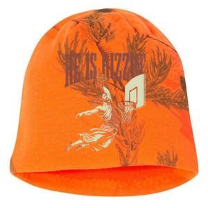 He Is Rizzin Funny Jesus Playing Basketball Meme Easter Kati - Camo Knit Beanie