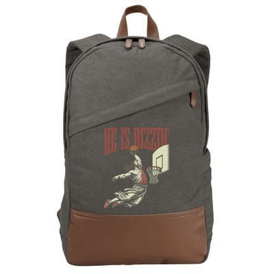 He Is Rizzin Funny Jesus Playing Basketball Meme Easter Cotton Canvas Backpack