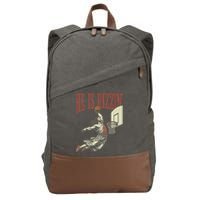 He Is Rizzin Funny Jesus Playing Basketball Meme Easter Cotton Canvas Backpack