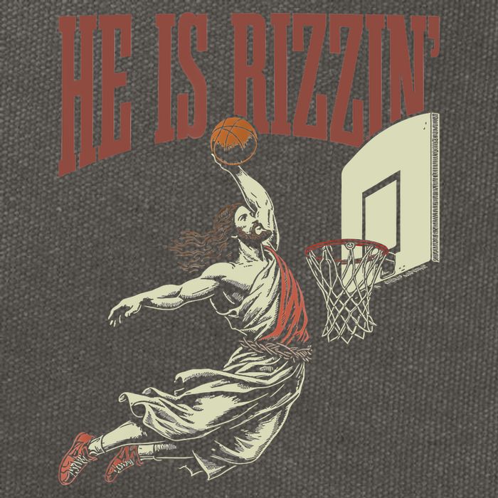 He Is Rizzin Funny Jesus Playing Basketball Meme Easter Cotton Canvas Backpack