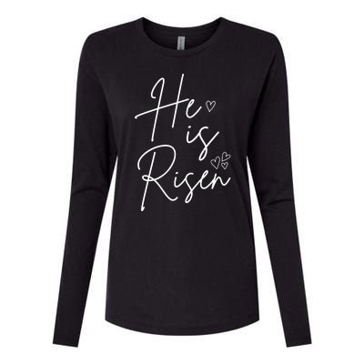 He Is Risen Jesus Easter Heart Womens Cotton Relaxed Long Sleeve T-Shirt