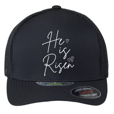 He Is Risen Jesus Easter Heart Flexfit Unipanel Trucker Cap