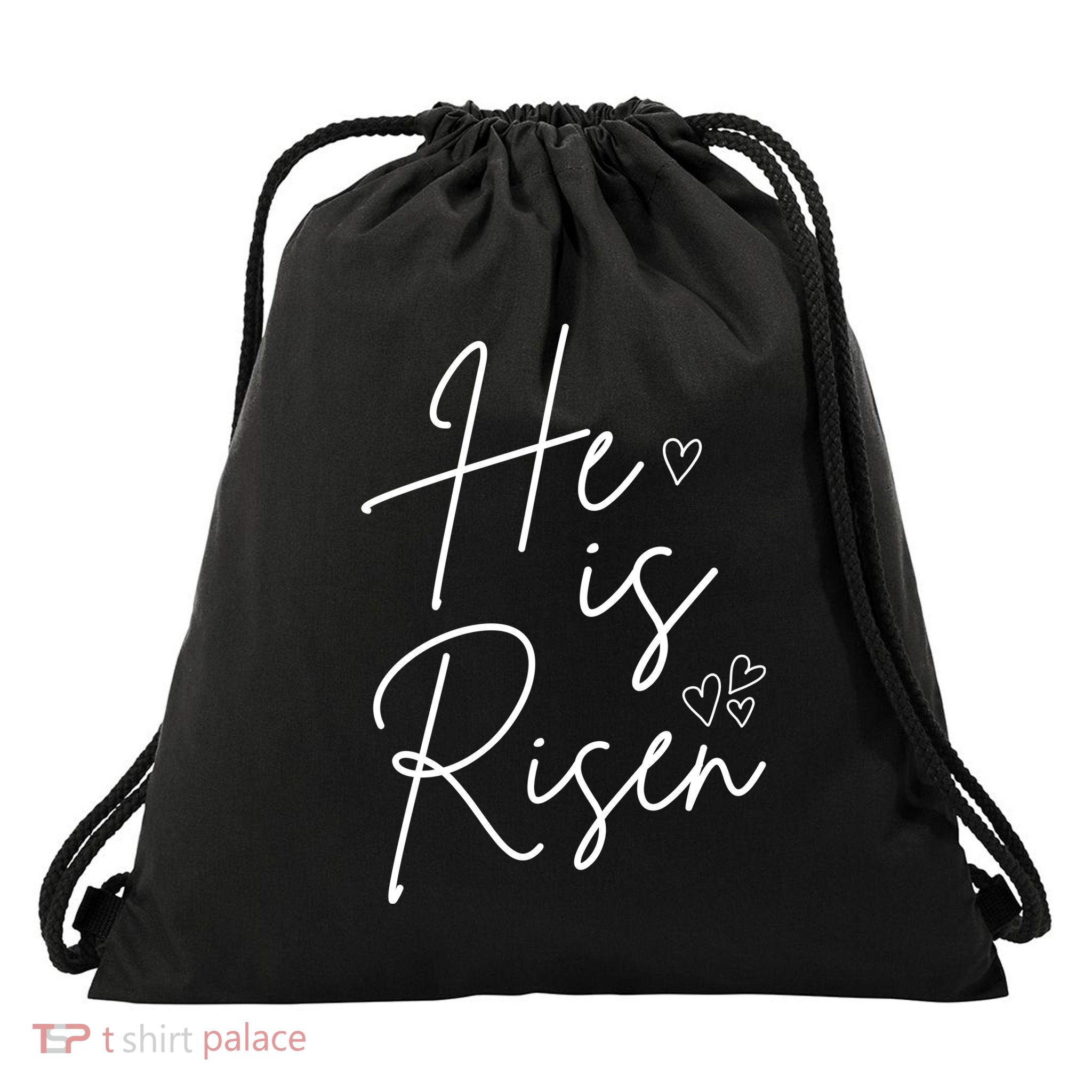 He Is Risen Jesus Easter Heart Drawstring Bag