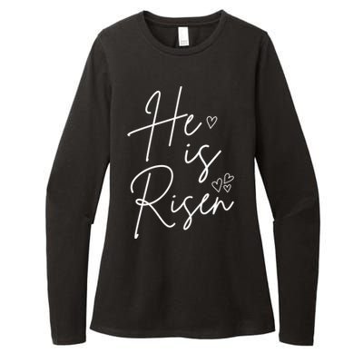 He Is Risen Jesus Easter Heart Womens CVC Long Sleeve Shirt