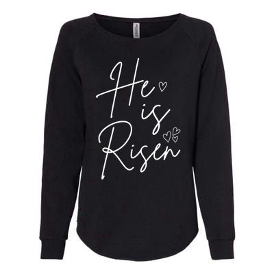 He Is Risen Jesus Easter Heart Womens California Wash Sweatshirt