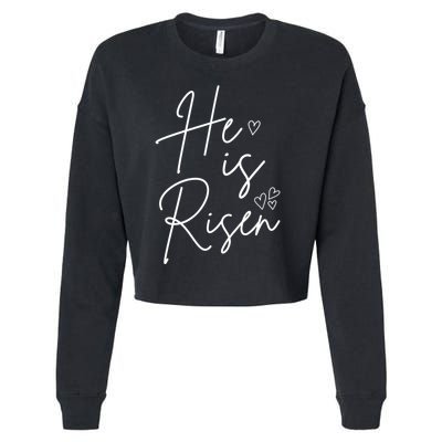 He Is Risen Jesus Easter Heart Cropped Pullover Crew