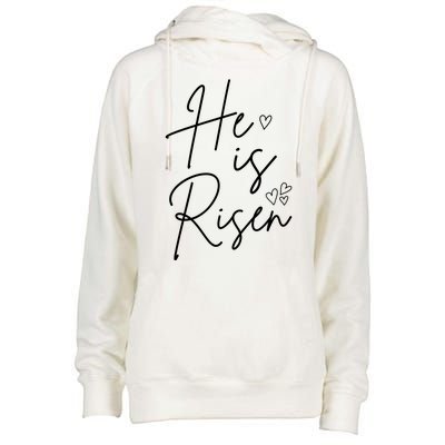 He Is Risen Jesus Easter Heart Womens Funnel Neck Pullover Hood