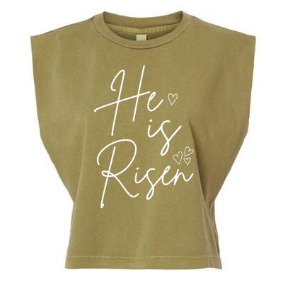 He Is Risen Jesus Easter Heart Garment-Dyed Women's Muscle Tee